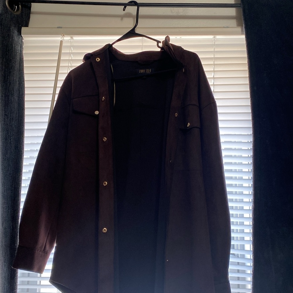 M- Brown Faux Leather Jacket